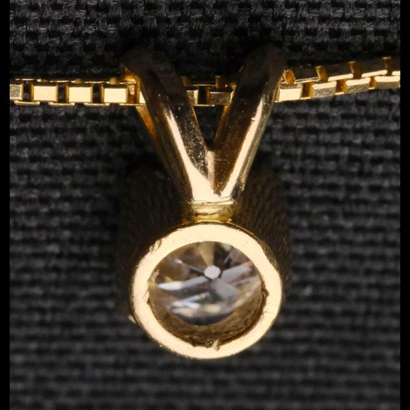 European-Cut Diamond Pendant on 14k Gold Chain - Picture 9 of 12
